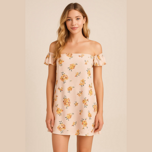 Jnsq Flutter Sleeve  Alba Mulberry Silk Floral midi dress, size 4, NWT